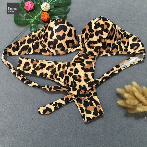 

женщин бикини set косточках бандо купальник sexy пляжная одежда купальники купальники mujer женщины печати leopard biquini, White;black