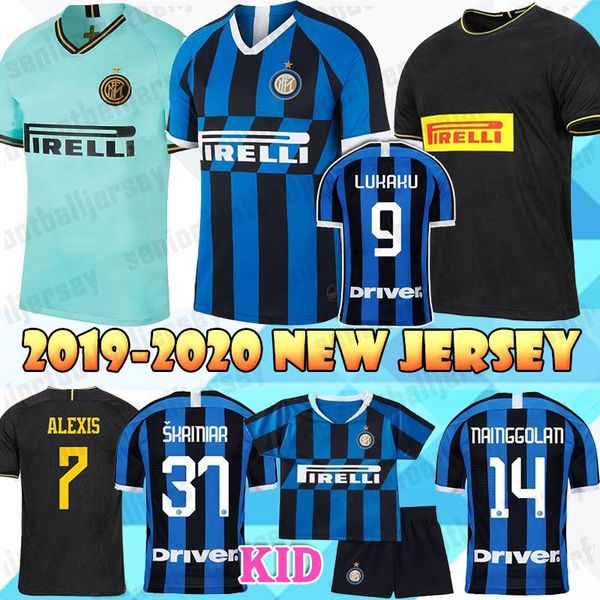 

19 20 inter milan lukaku occer jer ey lautaro peri ic nainggolan de vrij politano men 2019 2020 home away football hirt, Black;yellow