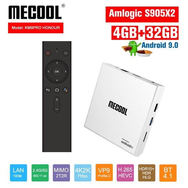 

mecool новый km9 про честь для android tvbox 9.0 4+32г коробка tv встроенный s905x2 четырехъядерный процессор телевизор коробка 2.4 г/5 г бе