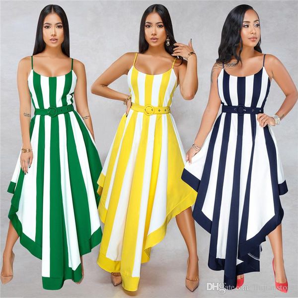 

summer female striped bohemian dress women spaghetti strap panelled dresses ladies holidays fashion designer clothing, Black;gray