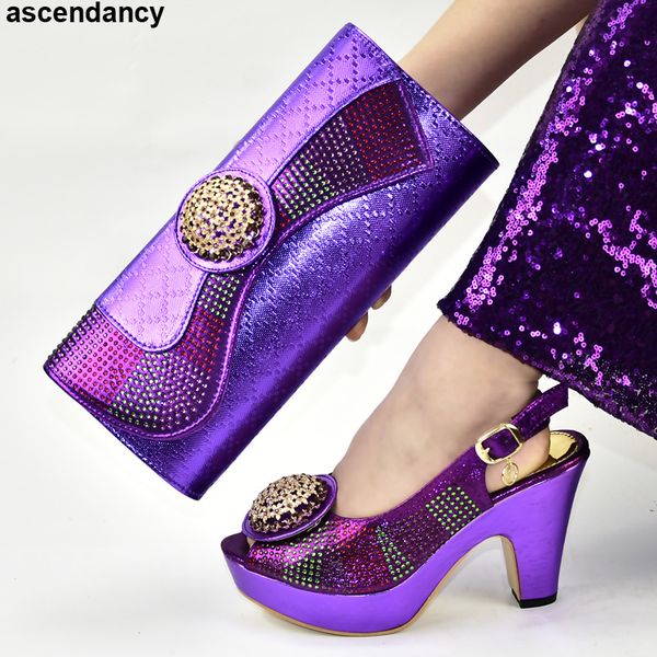 

new fashion italian ladies shoes and bags to match set women shoes and bags to match set woman high heel buckle strap, Black