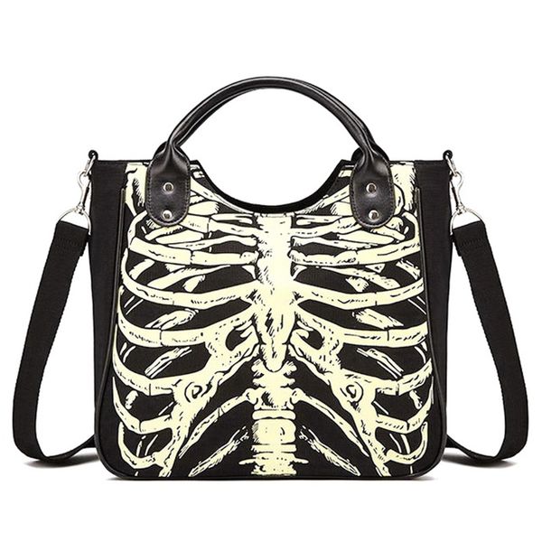 

auau-luminous gothic skeleton bones skulls bags rock designer female casual totes women punk bags fashion handbag
