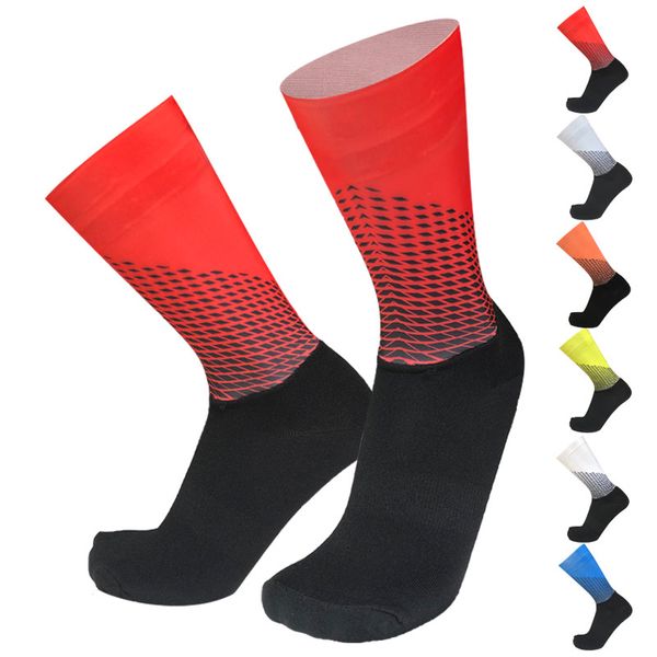 

new anti slip cycling socks men women road bicycle socks outdoor brand racing bike compression sport calcetines ciclismo, Black