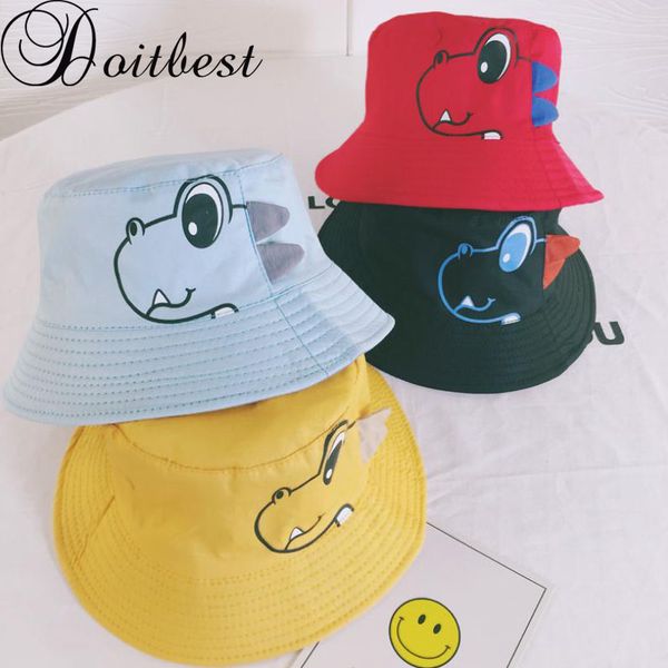 

doitsummer boys girls bucket hats sunscreen sun cap folding cartoon dinosaurs double-sided spring kids child fisherman hat