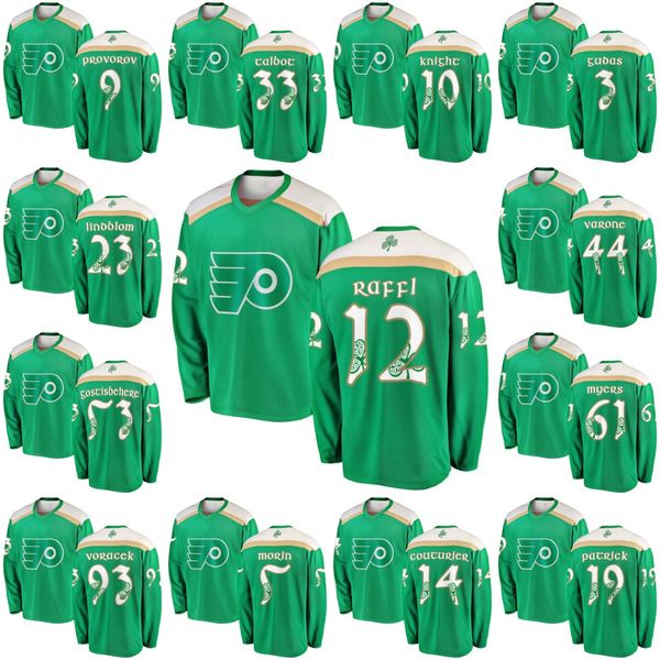 

Green 2019 St. Patrick's Day Jersey 12 Michael Raffl 23 Oskar Lindblom 9 Ivan Provorov 44 Phil Varone Philadelphia Flyers Hokcey Jerseys