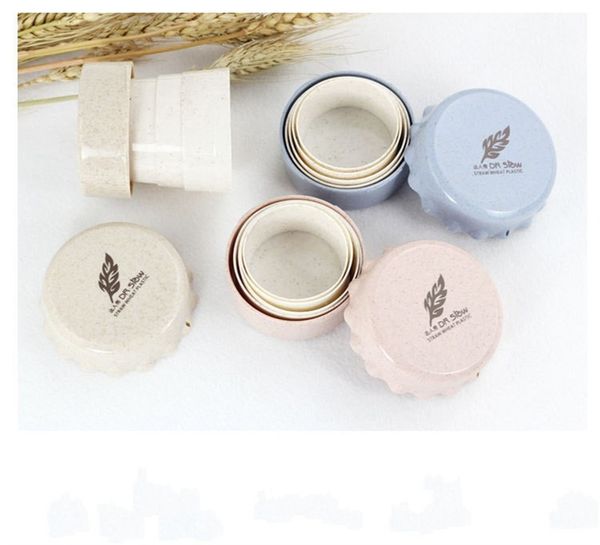 

travel folding cup with sling lid leaf 130ml wheat fiber glass student home yellow blue convenient cups 2 25hsd1