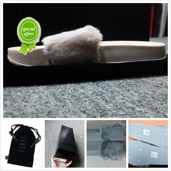 

рианна фенти меха leadcat скольжения тапочки женщин мужчины дома тапочки зимний дом теплые тапочки обувь женщина chinelo feminino в bag2, Black