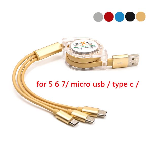 

3 в 1 USB кабель для зарядки 1M Выдвижной Micro USB типа C зарядки кабели зарядки Шнур адап