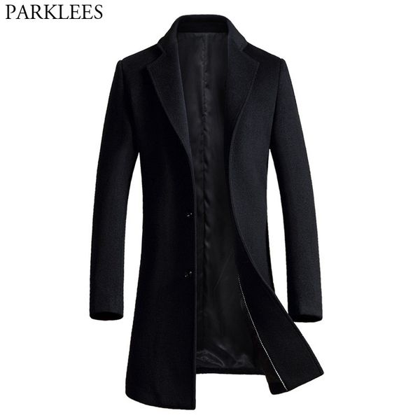 

long wool coat men 2017 men trench coat winter wool blends pea jacket slim fit mens overcoat manteau homme 3xl, Black