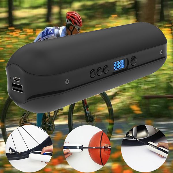 

bicycle 150psi electric pump fits schrader presta rechargeable bike air inflator w/ lcd display accurate control quick pumping