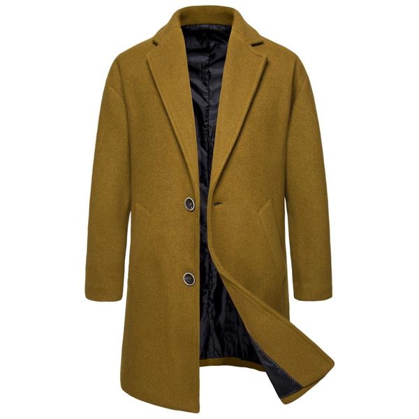 

men solid autumn overcoat men casual korean style men's coat turn down collar long sleeve winter coat long jacket abrigo hombre, Black