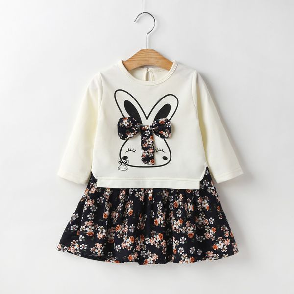 

1-6Years Baby Girl Dress Cartoon Rabbit Bunny Floral Princess Dresses for Girls Autumn Winter Wedding Party Dress Kids Clothes