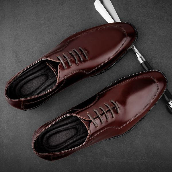 

2020 genuine leather mens shoes casual genuine leather oxford business office wedding dress footwear prom evening long dresses, Black