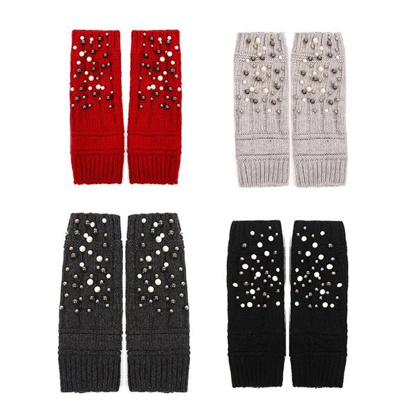 

1 pair winter soft casual warm gloves diamond jacquard women mittens half finger hand protection knitted solid, Blue;gray