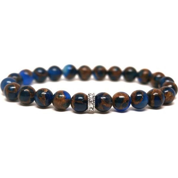 

blue marin quartz natural stone bracelet, Golden;silver