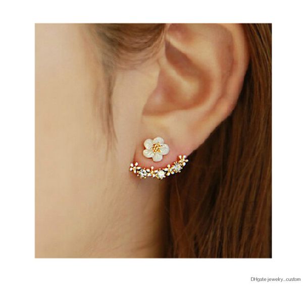 

New Arrive Shiny Crystal Flower Design Stud Earrings Fashion Lovely Stud Earrings For Girl Wholesale Statement Jewelry E0384