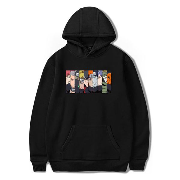

fashion harajuku naruto anime printing couple loose hoodie men's leisure sweatshirt street clothing shirt hip hop diywy16, Black