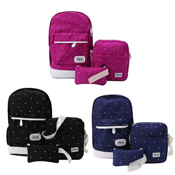 

3pcs unisex canvas backpack school shoulder bag rucksack canvas travel bags casual daypack bookbag