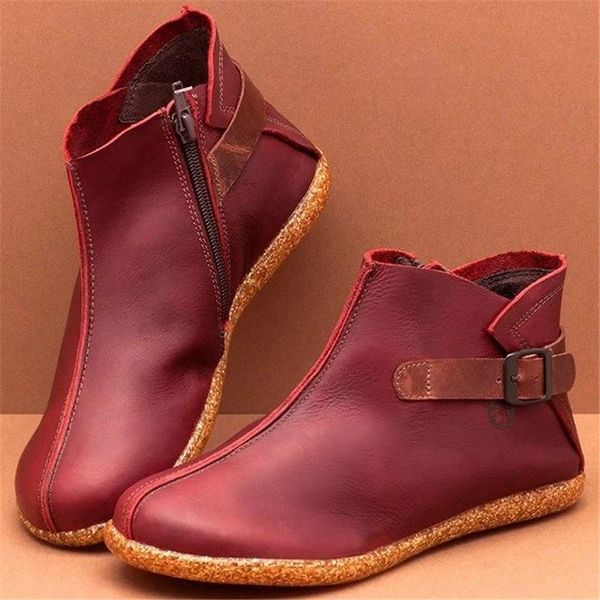 

2019 women shoes comfortable chaussure homme casual flat boots women microfiber leather winter autumn hiking ankle boots, Black