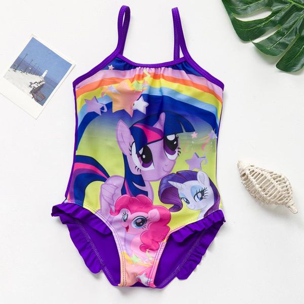 

pony 1 piece bathing suits for girls swimsuit swimwear with ruffles one-piece princess swim beach wear 2-7t