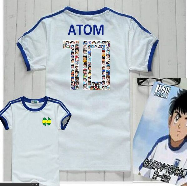 

asia kids to men size nice quality loverly birthday gift kid youth captain tsubasa fans shirts, camiseta oliver atom jerseys,cotton t-shirt, White;black