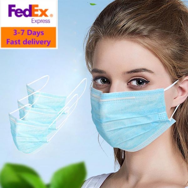 

fedex доставка 100/200/500/1000/2000 шт одноразовые нетканые 3-слойный фильтр анти-пыль анти-туман ушная раковина рот нос доказательство мас