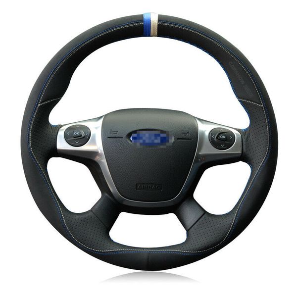 

for ford kuga / focus diy hand-stitched car steering wheel cover leather