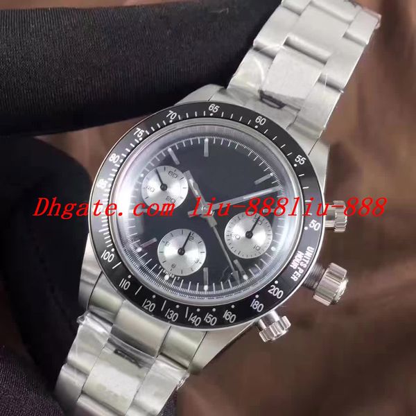 

2019 luxury watch new ceramic bezel 40mm chronograph steel black dial 40mm automatic men's watch wristwatch, Slivery;brown