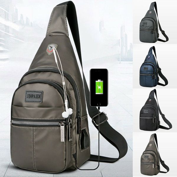 

men's shoulder bag sling chest pack canvas usb charging sports anti theft travel crossbody handbag outdoor messenger bag