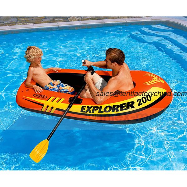 

intex explorer 200, 2 person inflatable boat set with french oars and mini air pump 58331