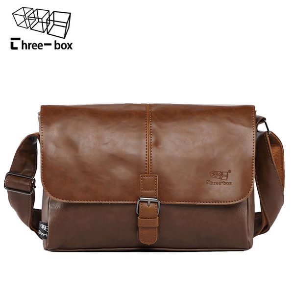 

three-box men's bag leather business messenger bag casual crossbody shoulder bags man vintage travel flap male bolsas