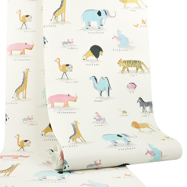 

высокое качество окружающей среды детская комната обои нетканым милый мультфильм детский обои зверек мальчик девочка спальни