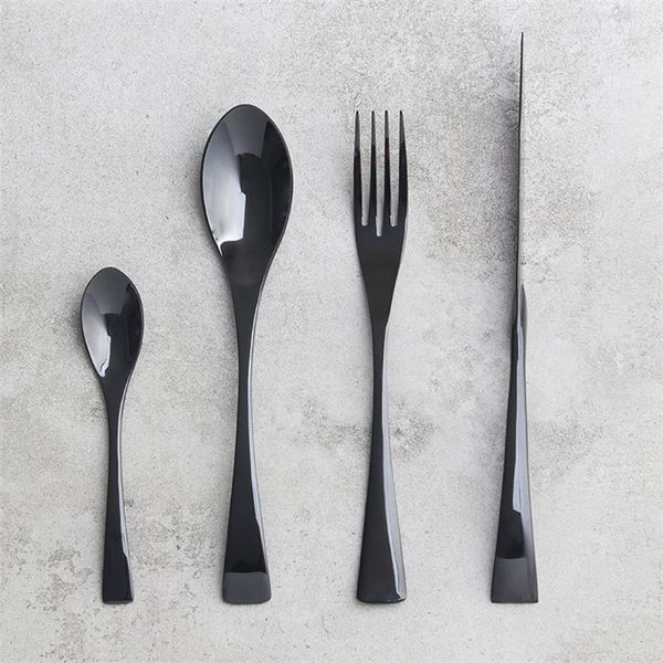 

glossy black stainless steel tableware sets 4pcs western dinnerware sets flatware cutlery sets star l restaurant
