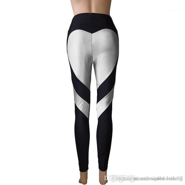 

leggings contrast color skinny sports womens long pants stretch mid waist ladies apparel heart printed womens, Black