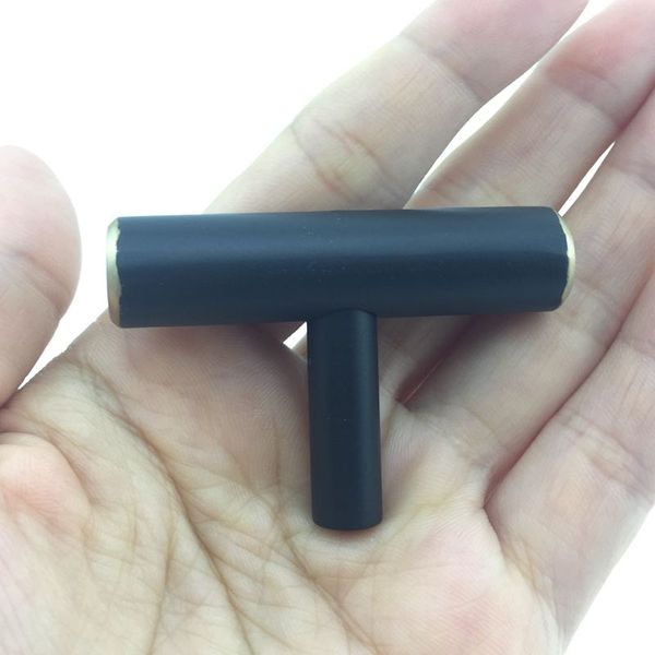 2019 Soild Brass Black Tbar Cabinet Knob Kitchen Drawer Furniture