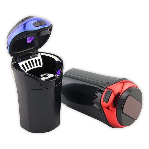

car smoking ashtray with led detachable cigarette lighter usb solar button cell charging multifunctional holder