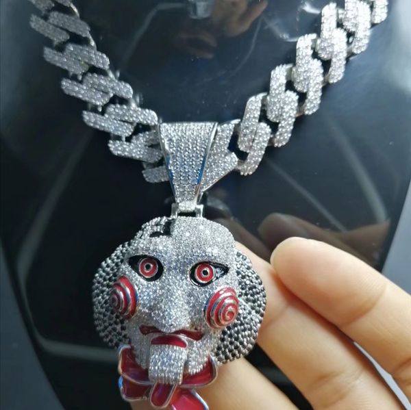 

designer jewelry iced out pendant luxury necklace mens diamond cuban link chain rapper hip hop bling big pendants charm statement hiphop boy, Silver