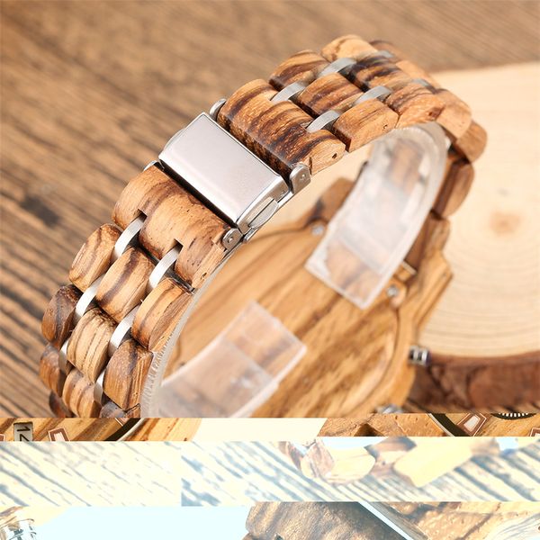 

natural wooden bangle watches for lady japanese quartz movement luxury chronograph women watch folding clasp female clock gifts, Slivery;brown