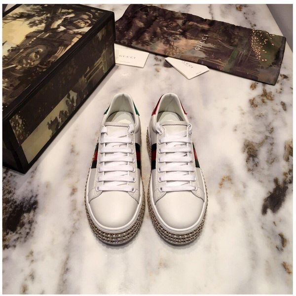 

new thick bottom wild low-lady style diamond casual shoes lace-up muffin shoesss embroidery little bee white shoes womenss shoes 27887, Black