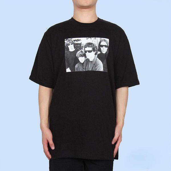 

19fw box logo the velvet underground tee solid color short sleeves men women summer casual simple street skateboard t-shirt hfymtx610, White;black
