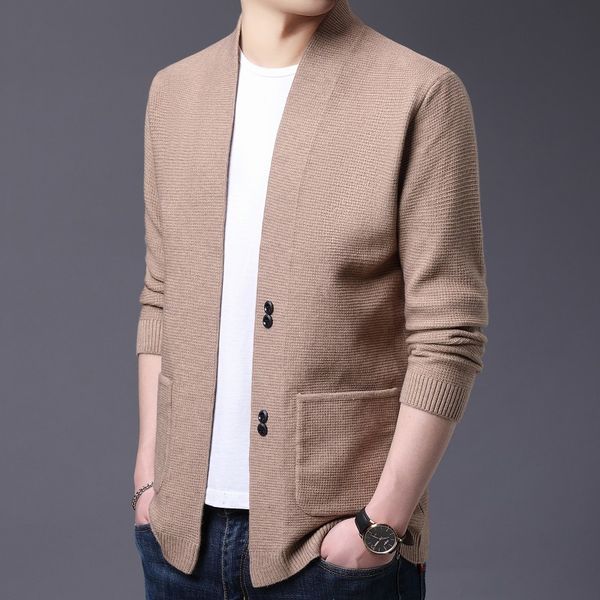 

cardigan men fashion 2020 korean slim fit men casual sweaters v neck front pocket business sweater clothing 3xl, White;black