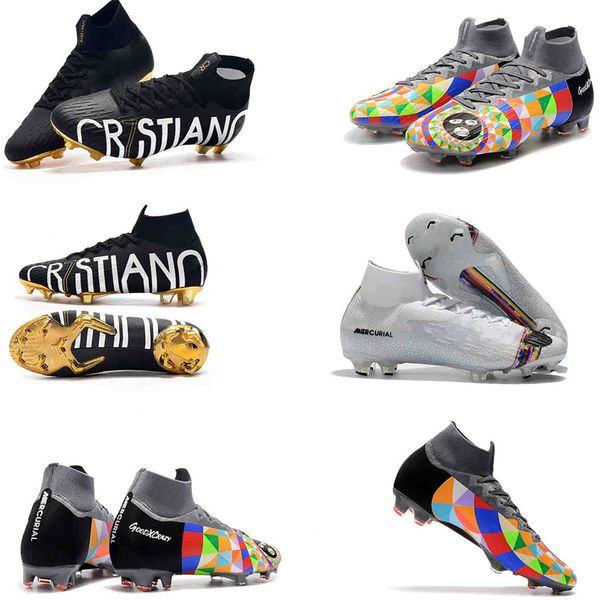 

2019 оригинальные красочные мужские высокие лодыжки футбольные бутсы cr7 mercurial superfly vi 360 elite fg футбольные бутсы neymar acc supe