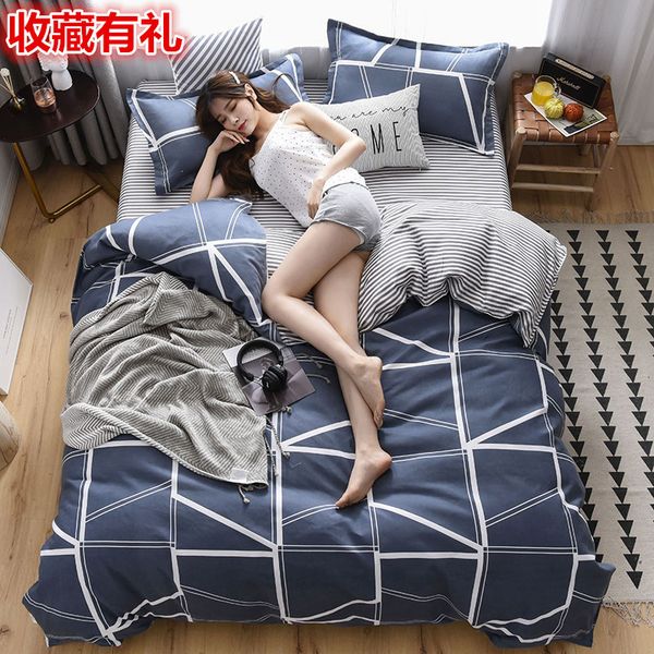 

classic bedding set 5 size grey blue flower bed linen 4pcs/set duvet cover set pastoral bed sheet ab side duvet cover 2019