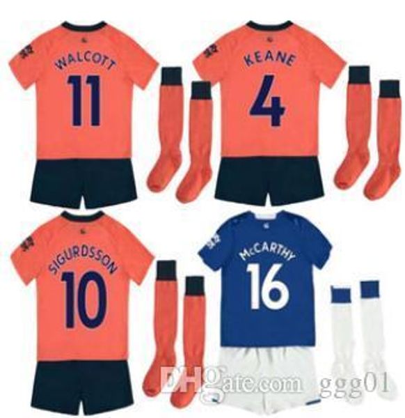 

новейший детский комплект 2019 2020 fc everton thailand jersey soccer 3 bains 6 jagielka 11 walcott 14 cenk tosun gueye 19 20 футбольная руб, Black;yellow