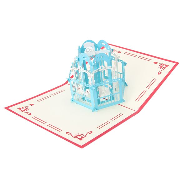 

3d carousel greeting card up paper cut postcard birthday valentines gift h55e