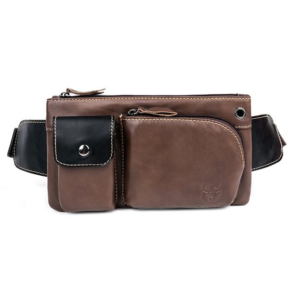 

bullcaptain retro multifunctional leather waist bag for men