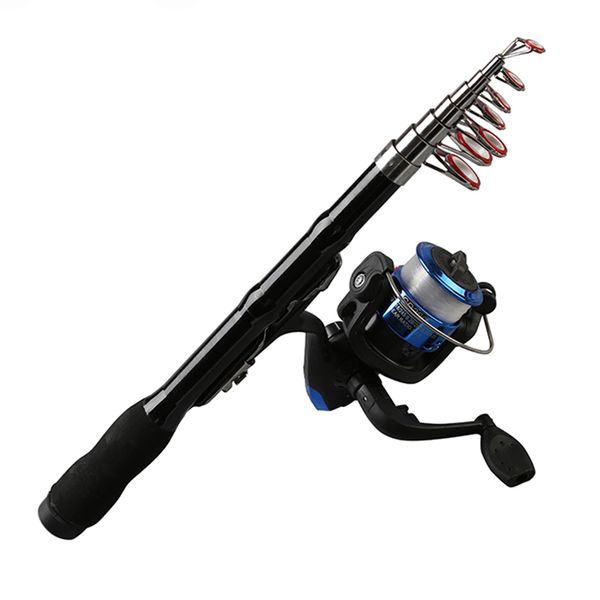 

mini portable fishing rod spinning carbon fish hand fishing tackle sea rod ocean pole 1.0m