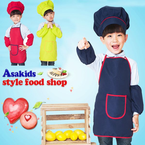 

children waterproof oil resistant cartoon kitchen cooking bib apron paint apron paint eat drink outerwear sleeve 3 set f1