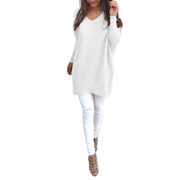 

studyset women fashion v neck long sleeve thin sweater warm slim girl sweater, White;black