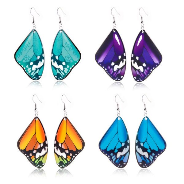 

4 pairs acrylic flying butterfly dangle earrings kit stainless steel hook insect fashion jewelry for women girls gifts, Silver